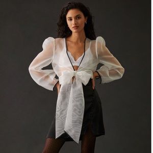 NWT Maeve for Anthropologie Sheer Bow-Front Top, Small
